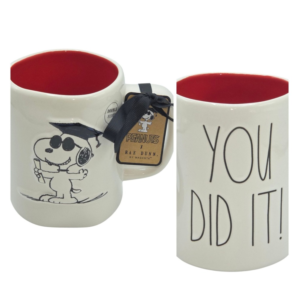 Rae Dunn Peanuts Snoopy You Did It Ceramic Coffee Mug 16oz Graduation Gift